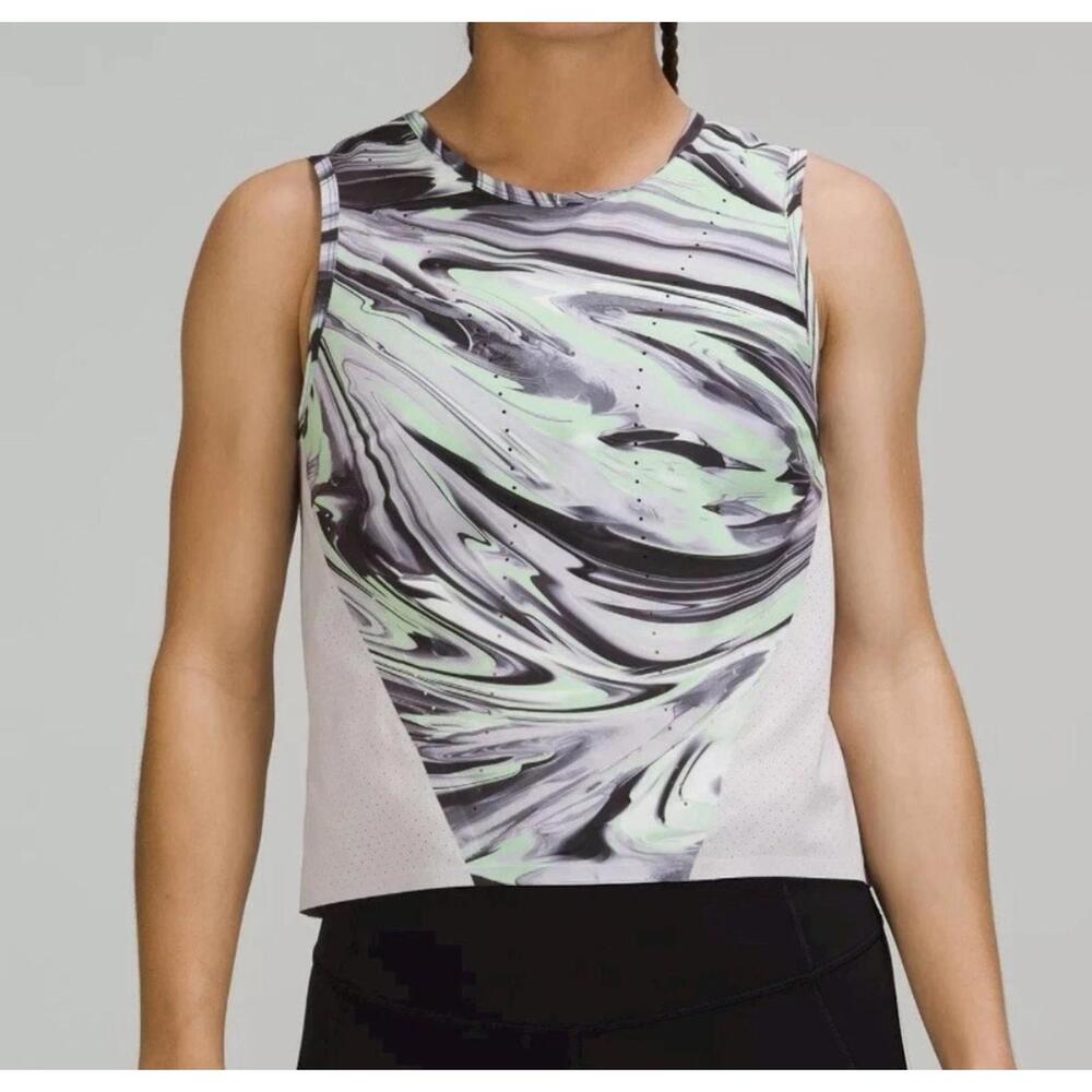 Lululemon Paint Glide Warp Multi Swift Ventilated Running Tank Top Women's Sz 4
